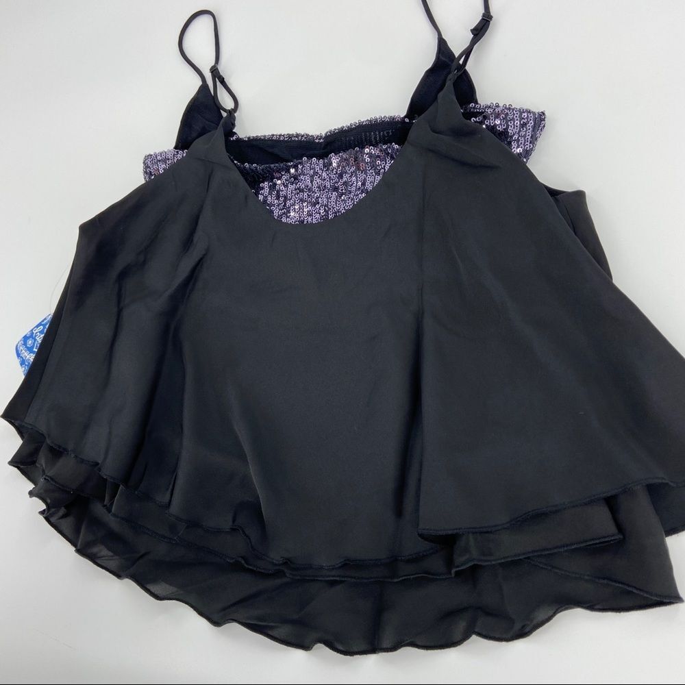 Free People Turn It On Sequin Halter Satin Camisole Tank Top Black Small - Picture 8 of 13